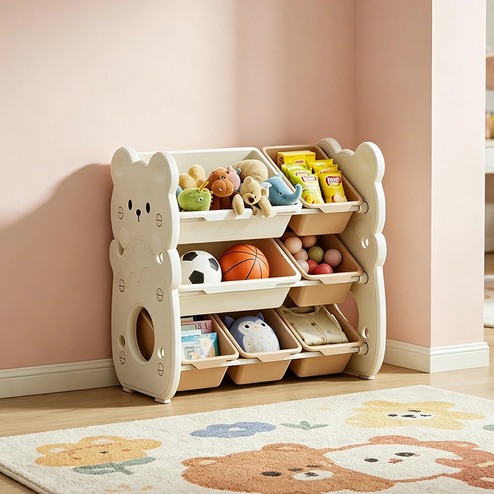 LIVARA Kids Toy Storage Rack with Dual Storage Modes and HDPE Material 64.5cm for Kids Room and Playroom - White