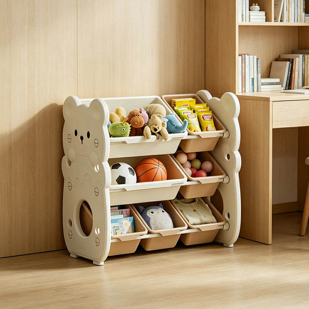 LIVARA Kids Toy Storage Rack with Dual Storage Modes and HDPE Material 64.5cm for Kids Room and Playroom - White