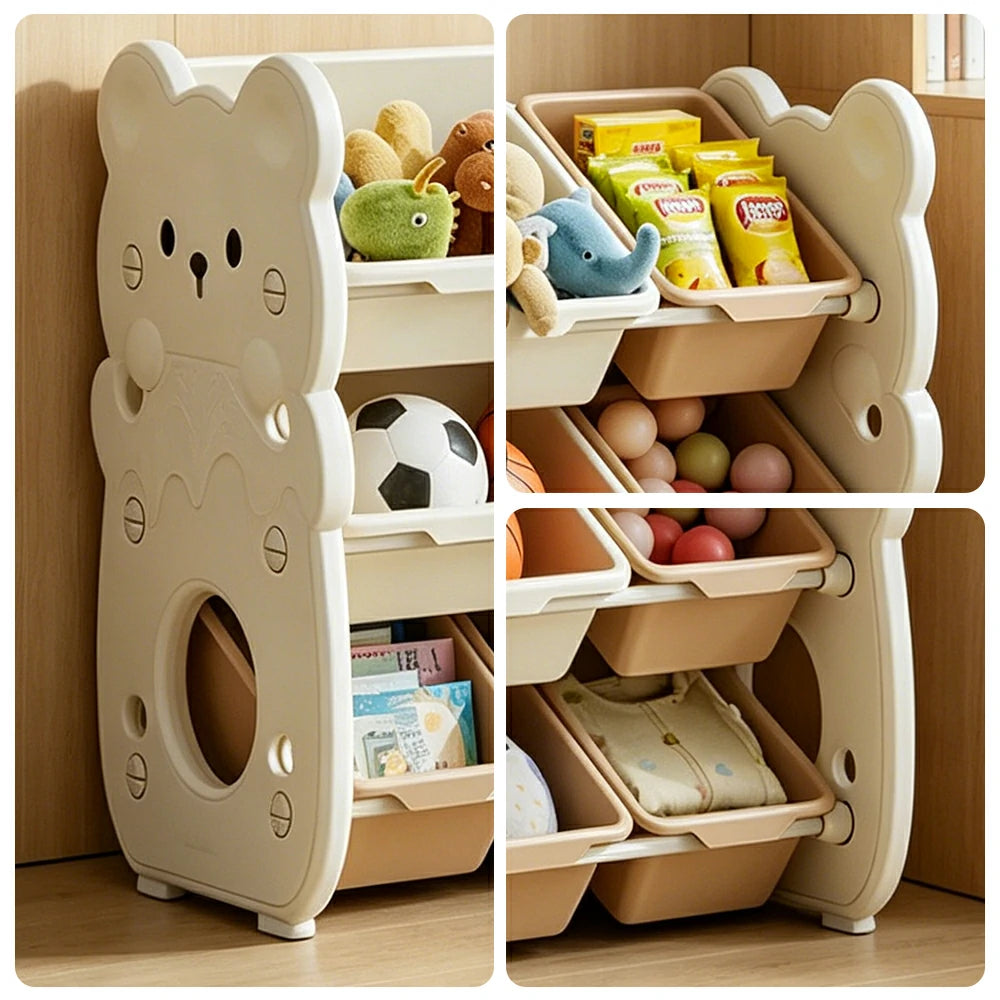 LIVARA Kids Toy Storage Rack with Dual Storage Modes and HDPE Material 64.5cm for Kids Room and Playroom - White