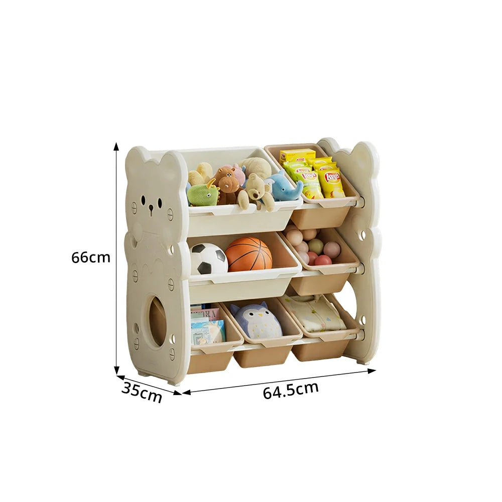 LIVARA Kids Toy Storage Rack with Dual Storage Modes and HDPE Material 64.5cm for Kids Room and Playroom - White