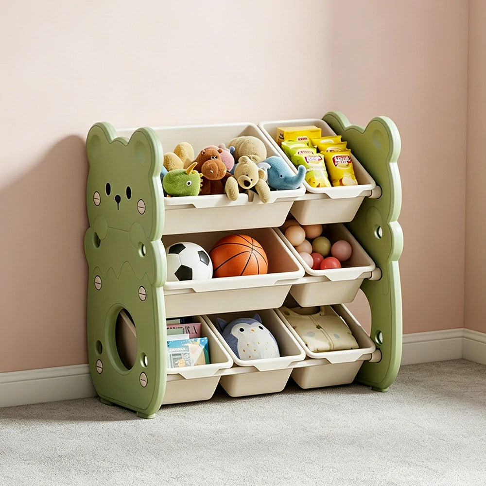 LIVARA Kids Toy Storage Rack with Dual Storage Modes and HDPE Material 64.5cm for Kids Room and Playroom - Green