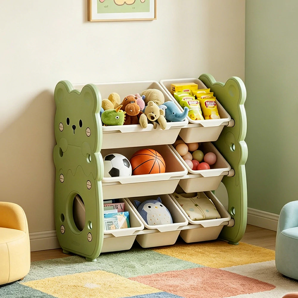 LIVARA Kids Toy Storage Rack with Dual Storage Modes and HDPE Material 64.5cm for Kids Room and Playroom - Green