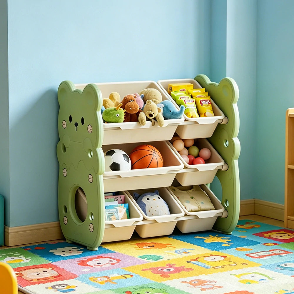LIVARA Kids Toy Storage Rack with Dual Storage Modes and HDPE Material 64.5cm for Kids Room and Playroom - Green