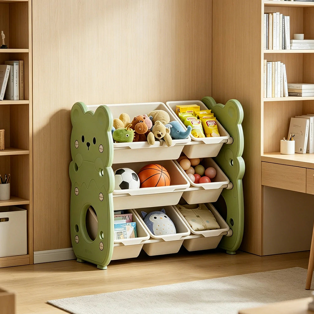LIVARA Kids Toy Storage Rack with Dual Storage Modes and HDPE Material 64.5cm for Kids Room and Playroom - Green