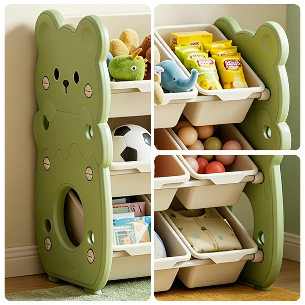 LIVARA Kids Toy Storage Rack with Dual Storage Modes and HDPE Material 64.5cm for Kids Room and Playroom - Green