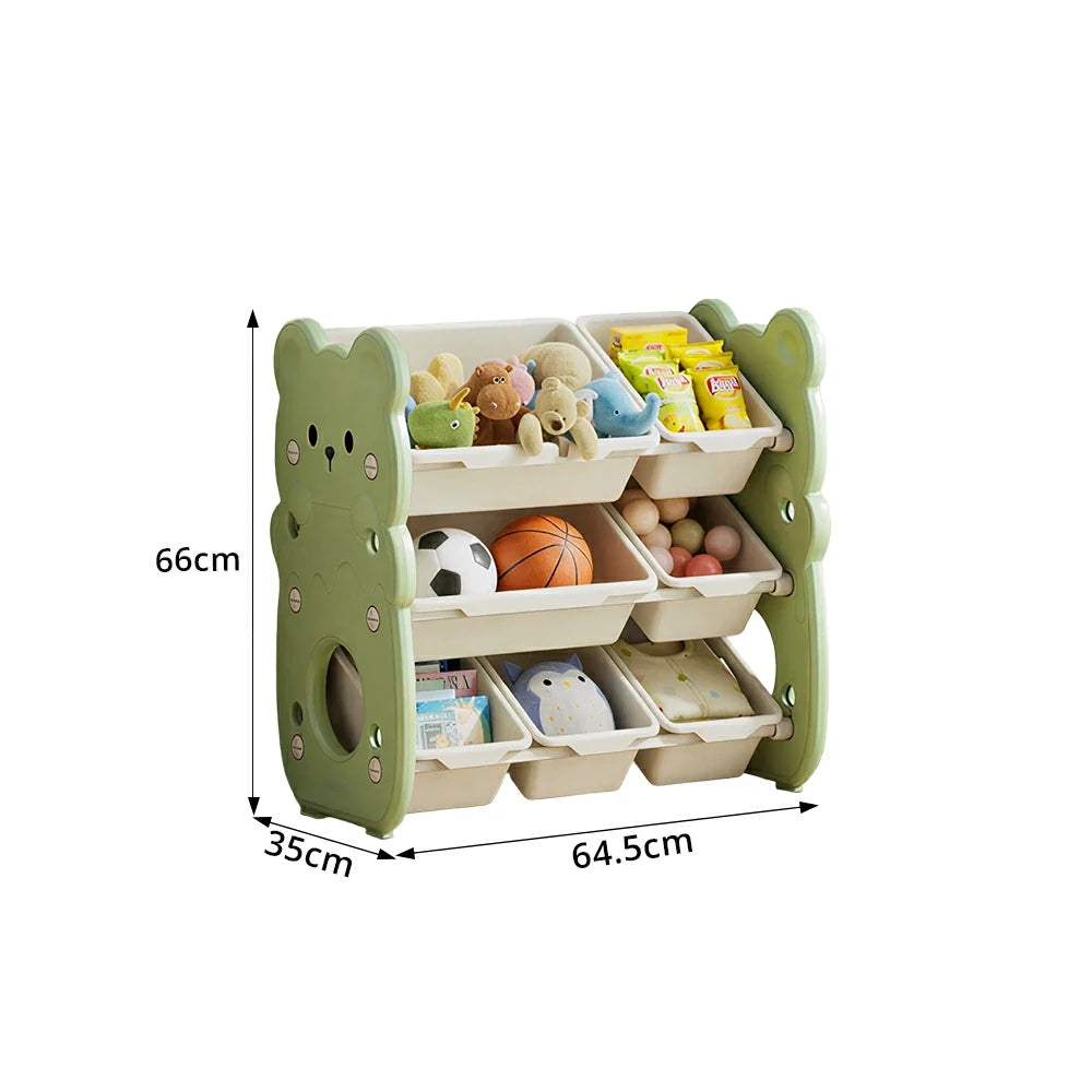 LIVARA Kids Toy Storage Rack with Dual Storage Modes and HDPE Material 64.5cm for Kids Room and Playroom - Green