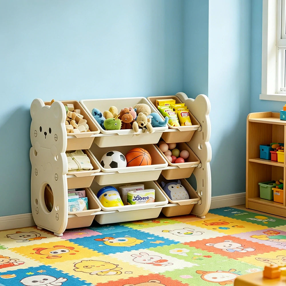 LIVARA Kids Toy Storage Rack with Dual Storage Modes and HDPE Material 84cm for Kids Room and Playroom - White