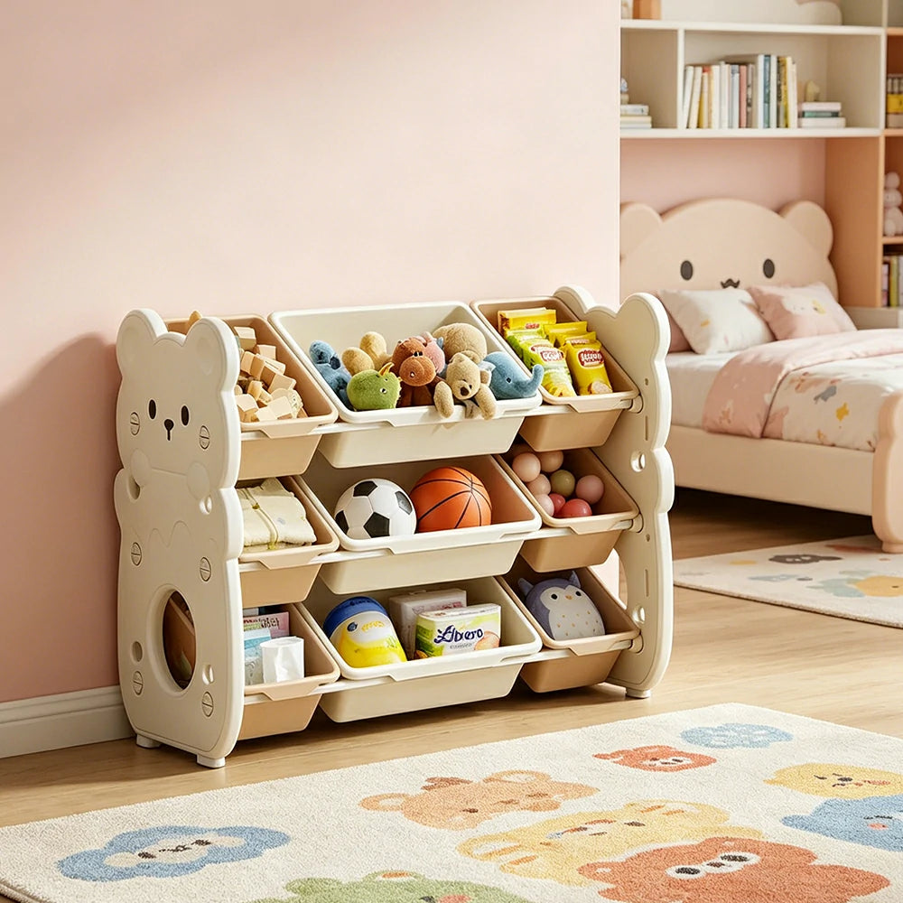 LIVARA Kids Toy Storage Rack with Dual Storage Modes and HDPE Material 84cm for Kids Room and Playroom - White