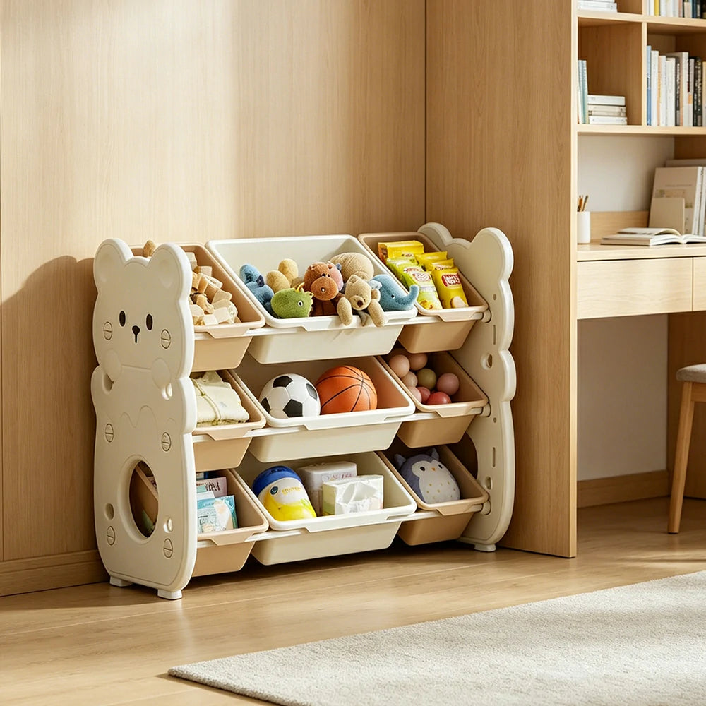 LIVARA Kids Toy Storage Rack with Dual Storage Modes and HDPE Material 84cm for Kids Room and Playroom - White