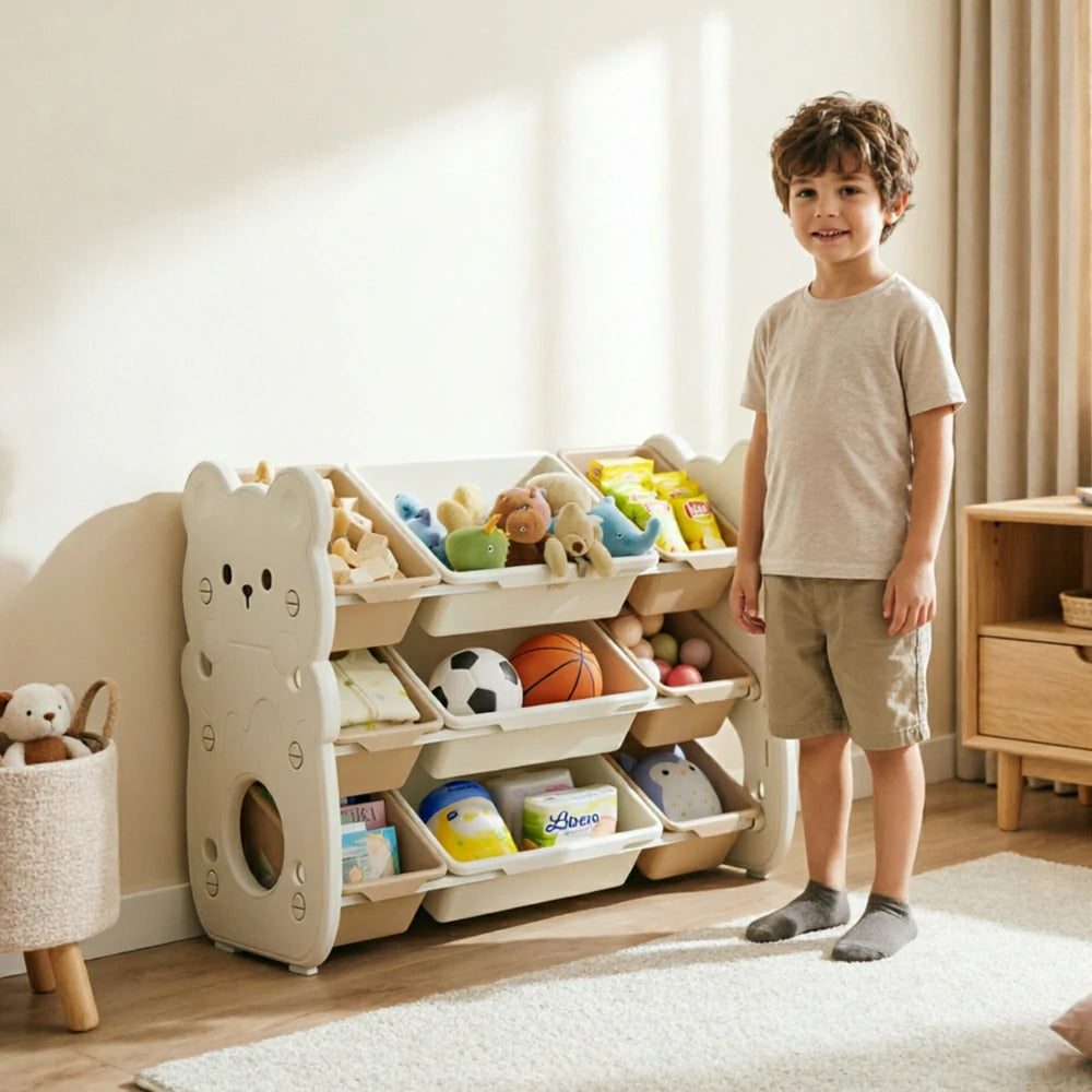 LIVARA Kids Toy Storage Rack with Dual Storage Modes and HDPE Material 84cm for Kids Room and Playroom - White