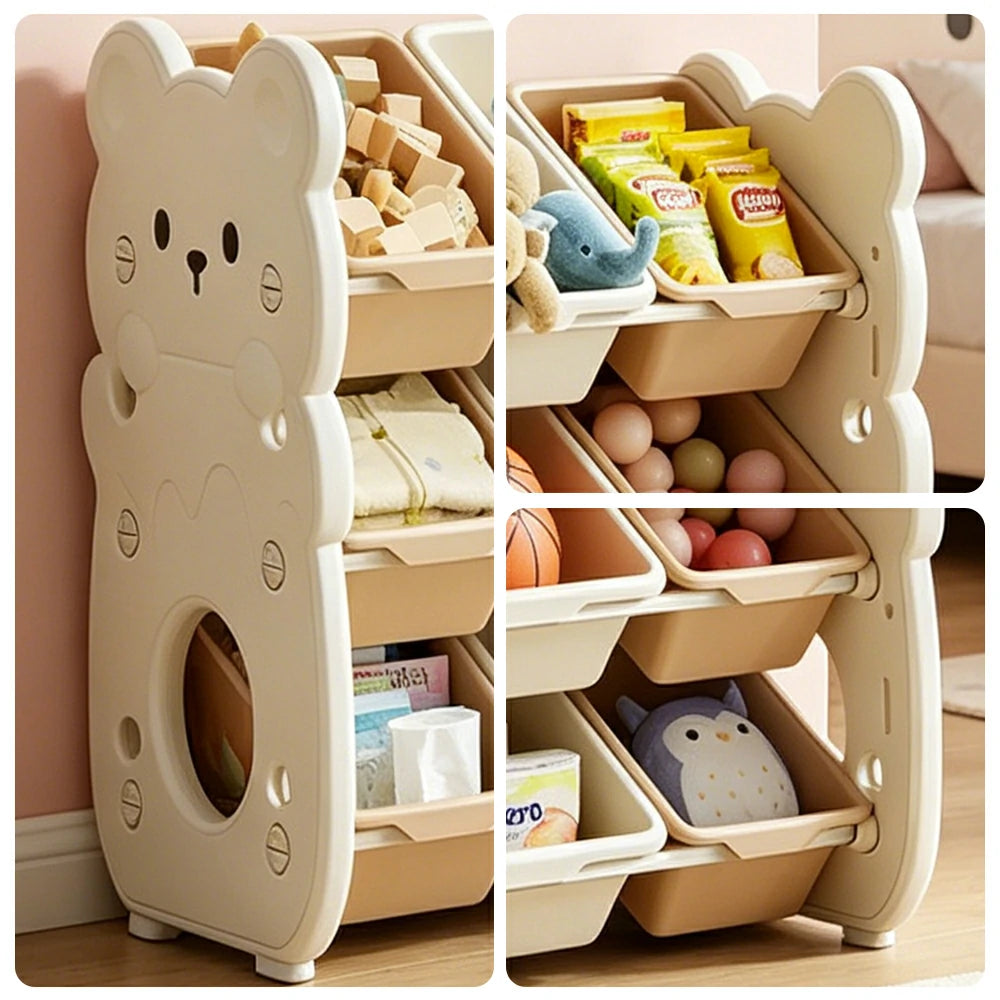 LIVARA Kids Toy Storage Rack with Dual Storage Modes and HDPE Material 84cm for Kids Room and Playroom - White