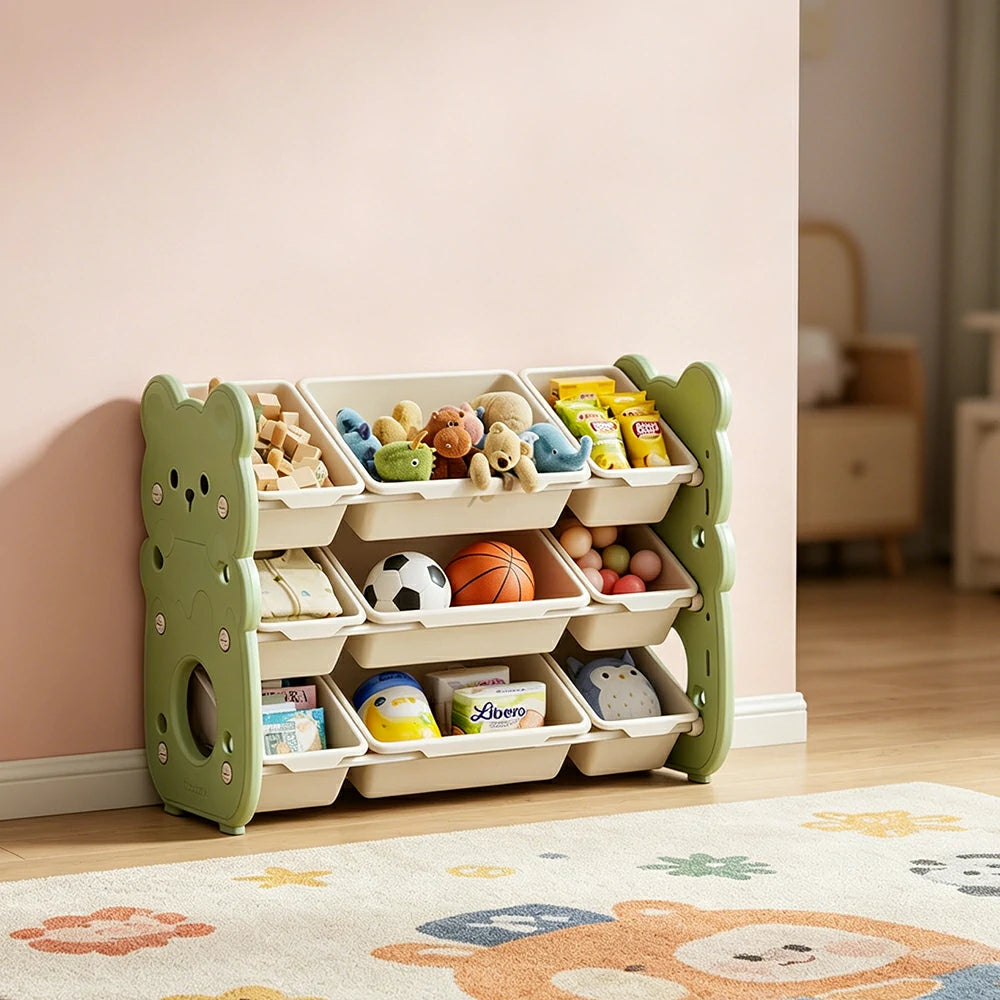 LIVARA Kids Toy Storage Rack with Dual Storage Modes and HDPE Material 84cm for Kids Room and Playroom - Green
