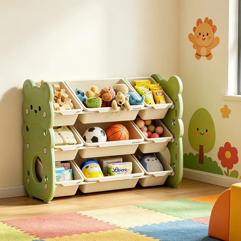 LIVARA Kids Toy Storage Rack with Dual Storage Modes and HDPE Material 84cm for Kids Room and Playroom - Green