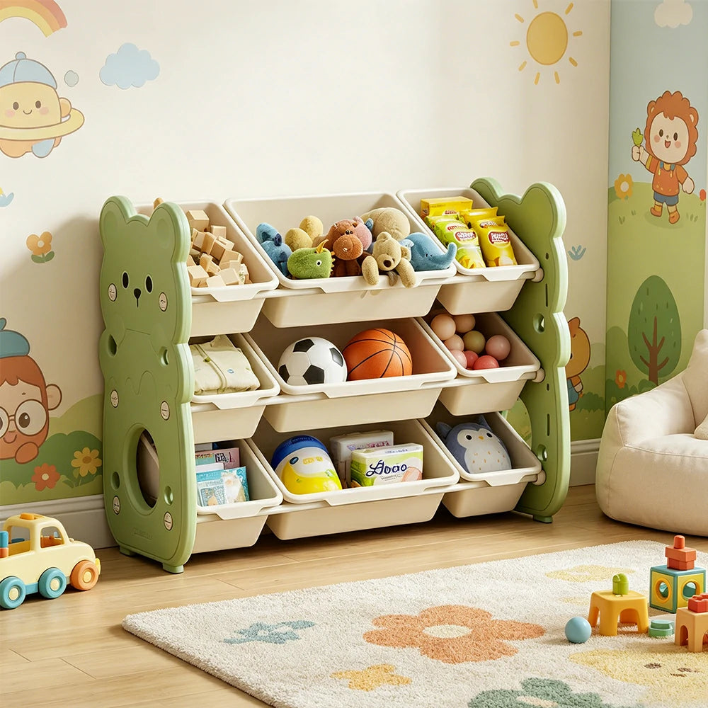 LIVARA Kids Toy Storage Rack with Dual Storage Modes and HDPE Material 84cm for Kids Room and Playroom - Green