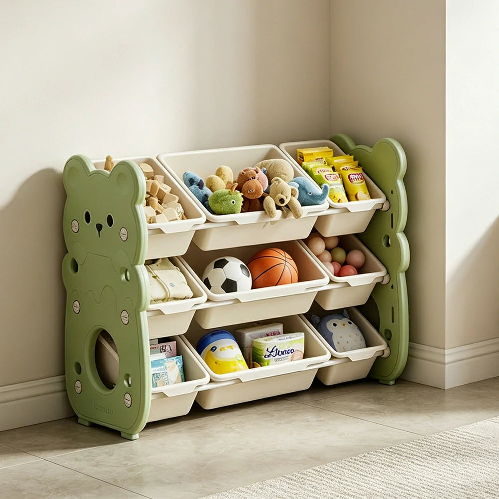 LIVARA Kids Toy Storage Rack with Dual Storage Modes and HDPE Material 84cm for Kids Room and Playroom - Green