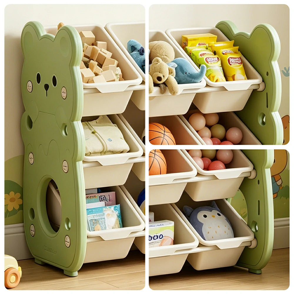 LIVARA Kids Toy Storage Rack with Dual Storage Modes and HDPE Material 84cm for Kids Room and Playroom - Green