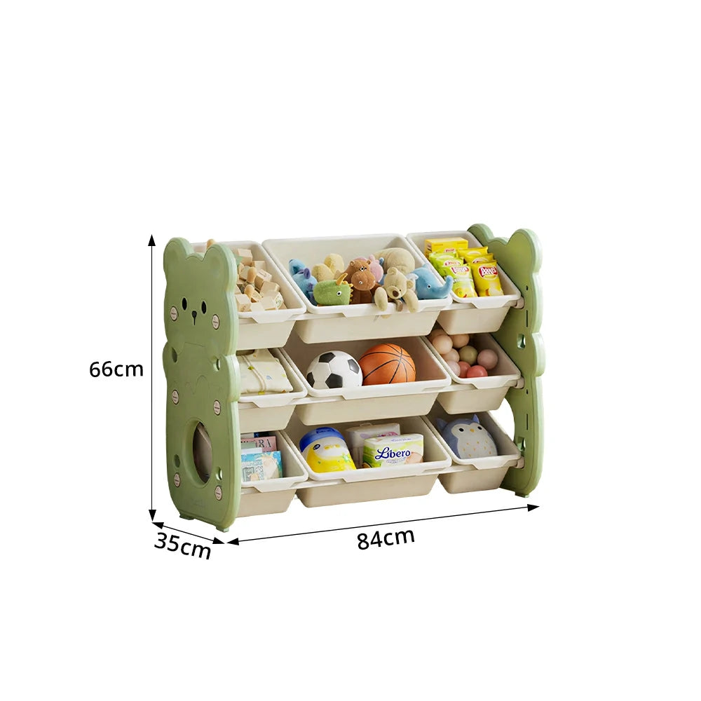 LIVARA Kids Toy Storage Rack with Dual Storage Modes and HDPE Material 84cm for Kids Room and Playroom - Green