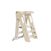 LIVARA Kids Learning Step Stool with Foldable Design and Safety Guardrail for Kitchen Sink and Study Area - Beige