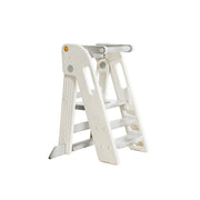 LIVARA Kids Learning Step Stool with Foldable Design and Safety Guardrail for Kitchen Sink and Study Area - Grey