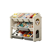 LIVARA Kids Toy Storage Rack with Multi-Zone Bins and Anti-Drop Design Koala Theme 83.5cm for Kids Room and Playroom - Beige