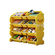 LIVARA Kids Toy Storage Rack with Multi-Zone Bins and Anti-Drop Design Yellow Duck Theme 103cm for Kids Room and Playroom - Yellow