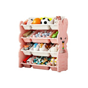 LIVARA Kids Toy Storage Rack with Multi-Zone Bins and Anti-Drop Design Rabbit Theme 82cm for Kids Room and Playroom - Pink