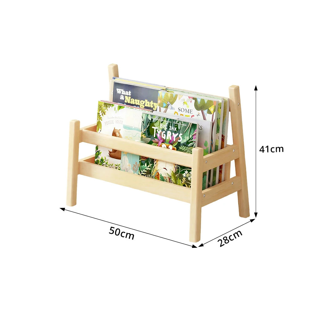 LIVARA Kids Book Display Rack with Open Storage and Portable Handles for Kids Room Playroom and Reading Space