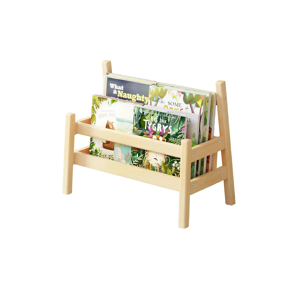 LIVARA Kids Book Display Rack with Open Storage and Portable Handles for Kids Room Playroom and Reading Space