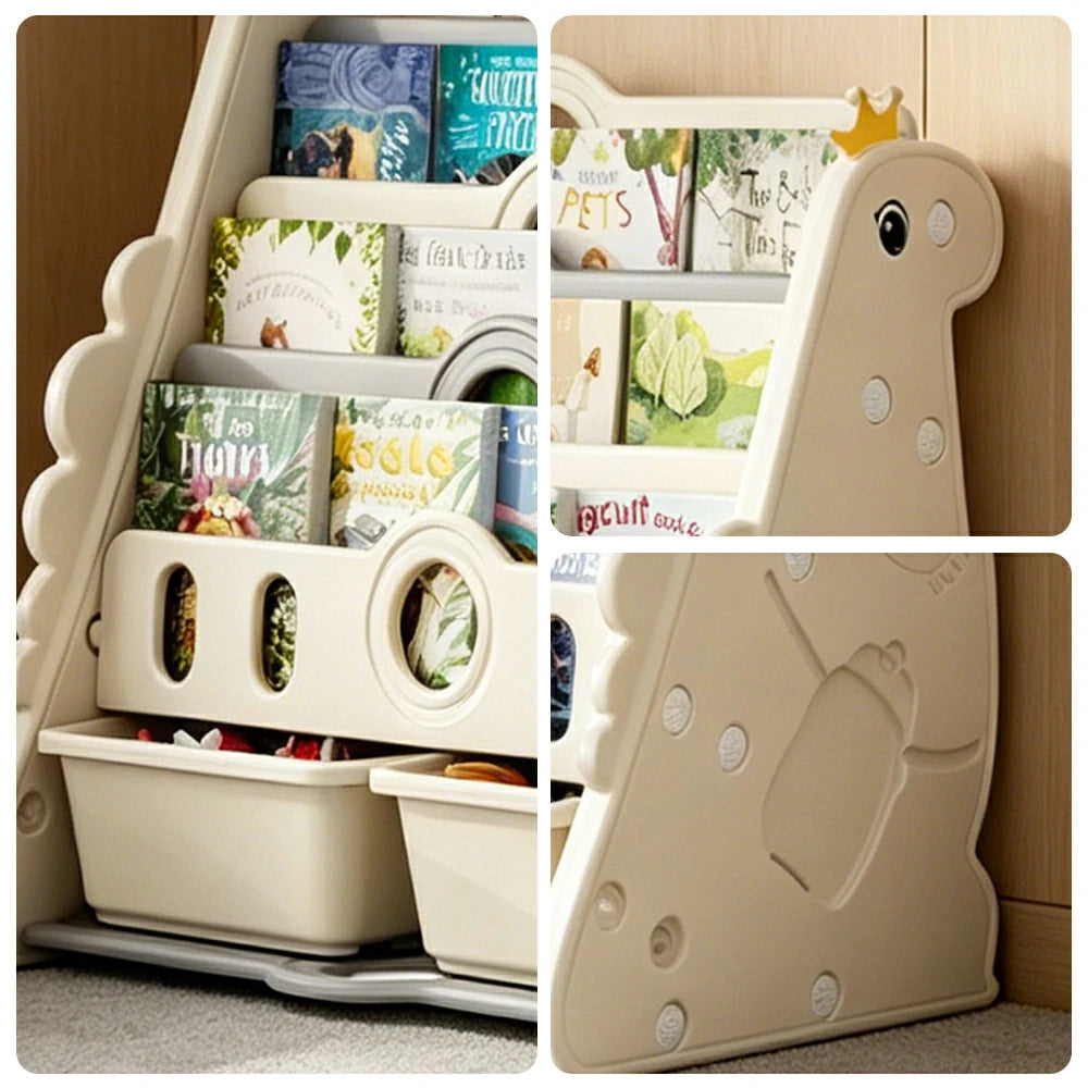 LIVARA Kids Picture Book Storage Rack with 5-Tier Storage and Large Book Slots for Kids Room and Reading Corner - White