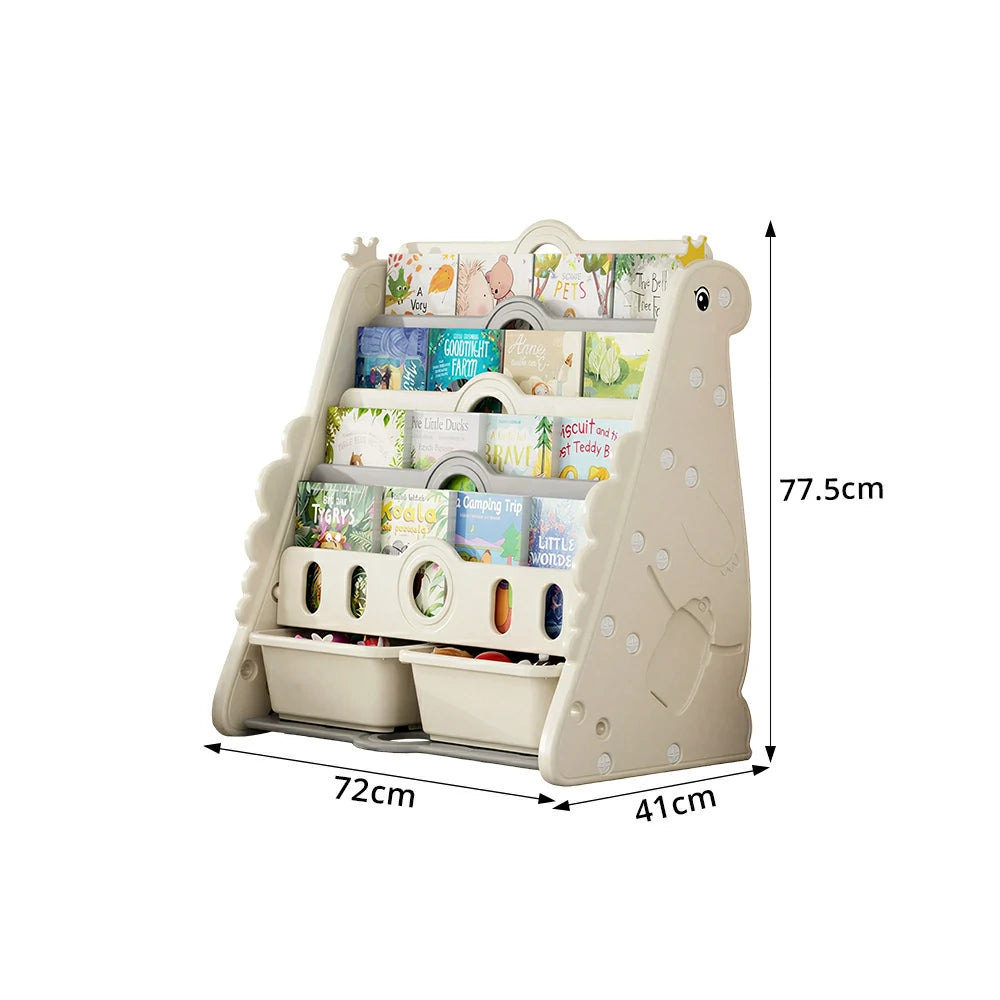 LIVARA Kids Picture Book Storage Rack with 5-Tier Storage and Large Book Slots for Kids Room and Reading Corner - White