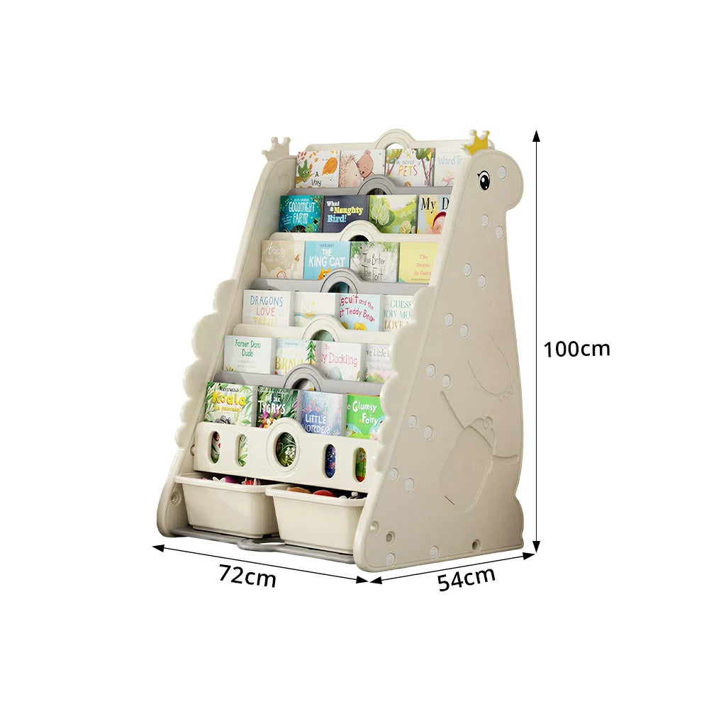 LIVARA Kids Picture Book Storage Rack with 7-Tier Storage and Large Book Slots for Kids Room and Reading Corner - White
