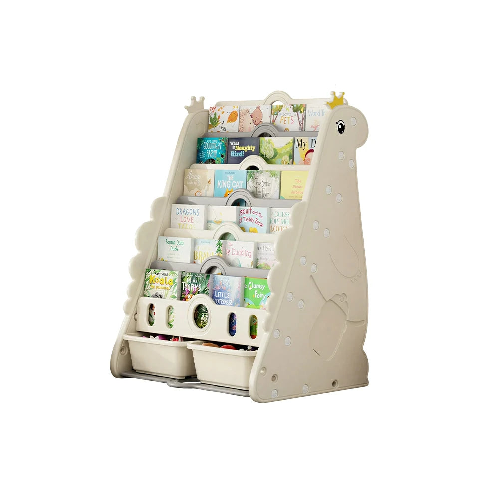 LIVARA Kids Picture Book Storage Rack with 7-Tier Storage and Large Book Slots for Kids Room and Reading Corner - White