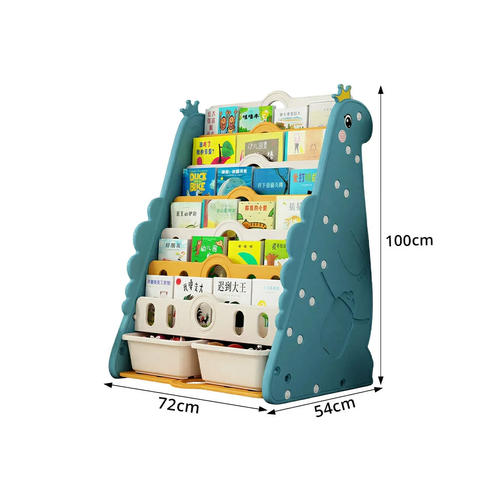 LIVARA Kids Picture Book Storage Rack with 7-Tier Storage and Large Book Slots for Kids Room and Reading Corner - Blue
