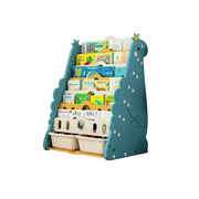 LIVARA Kids Picture Book Storage Rack with 7-Tier Storage and Large Book Slots for Kids Room and Reading Corner - Blue