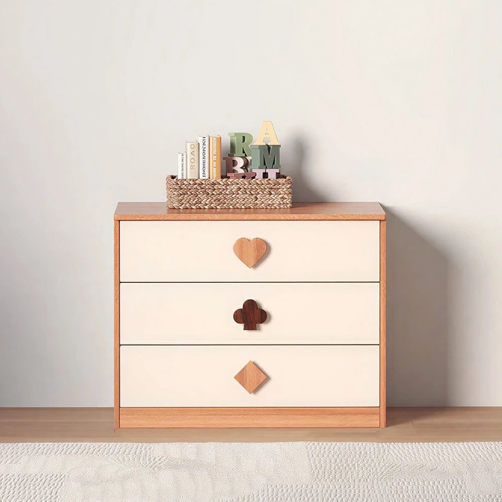 LIVARA Kids Dresser Cream Style Eco-Friendly Rounded Silent Rails 3-Drawer Cabinet for Kids Room Bedroom Living Room Reading Corner