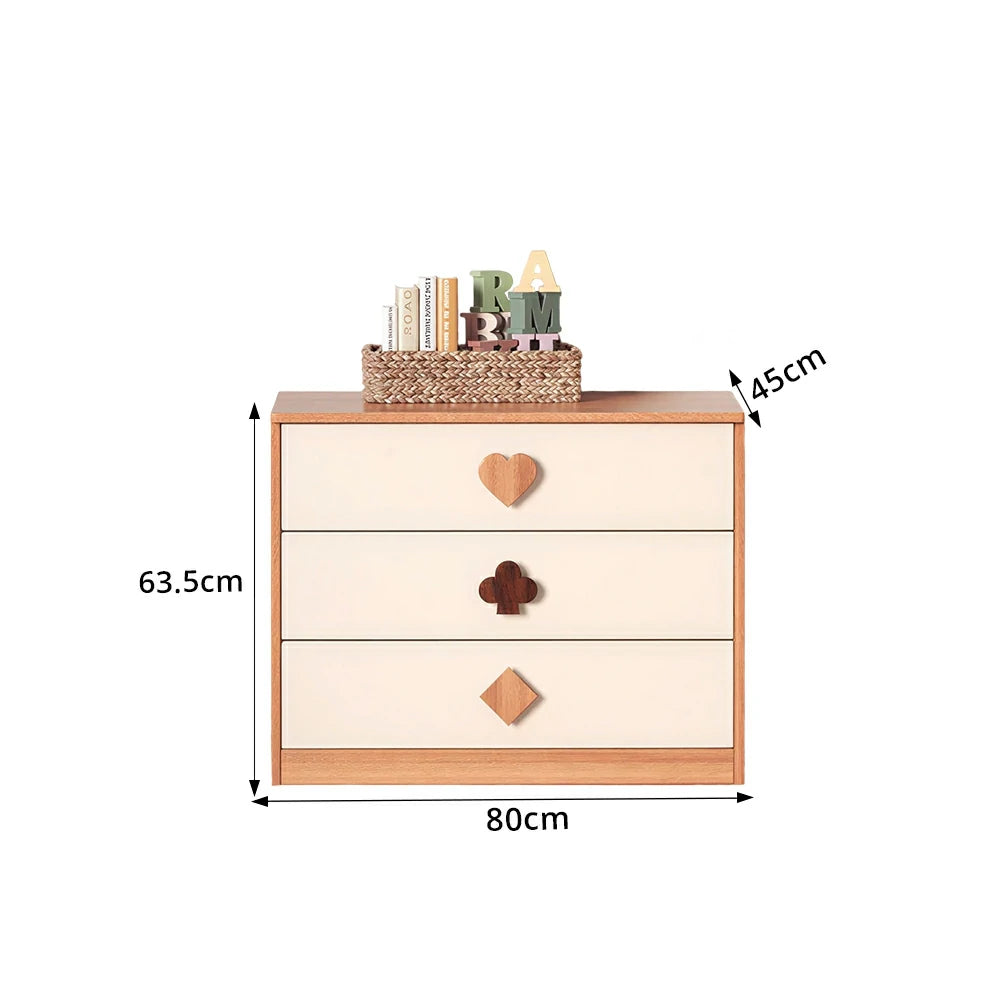 LIVARA Kids Dresser Cream Style Eco-Friendly Rounded Silent Rails 3-Drawer Cabinet for Kids Room Bedroom Living Room Reading Corner