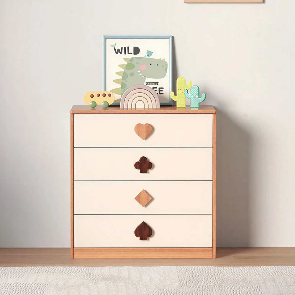LIVARA Kids Dresser Cream Style Eco-Friendly Rounded Silent Rails 4-Drawer Cabinet for Kids Room Bedroom Living Room Reading Corner