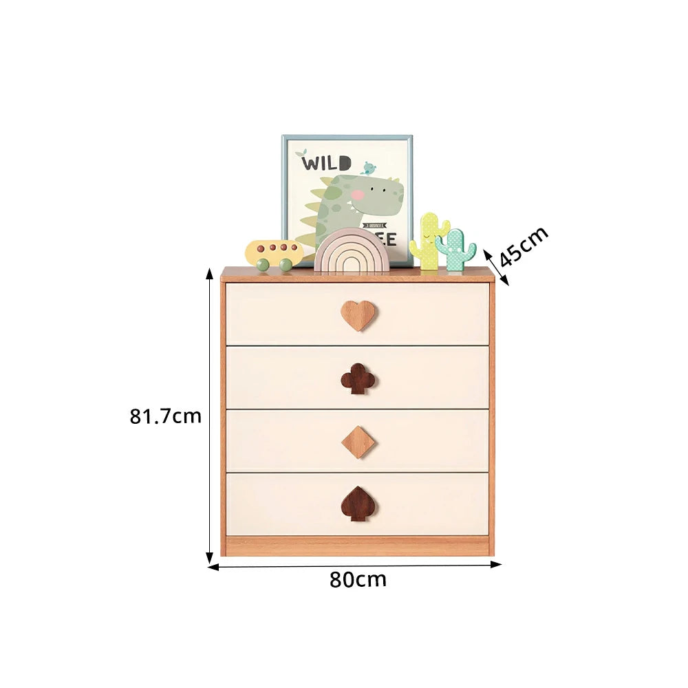 LIVARA Kids Dresser Cream Style Eco-Friendly Rounded Silent Rails 4-Drawer Cabinet for Kids Room Bedroom Living Room Reading Corner