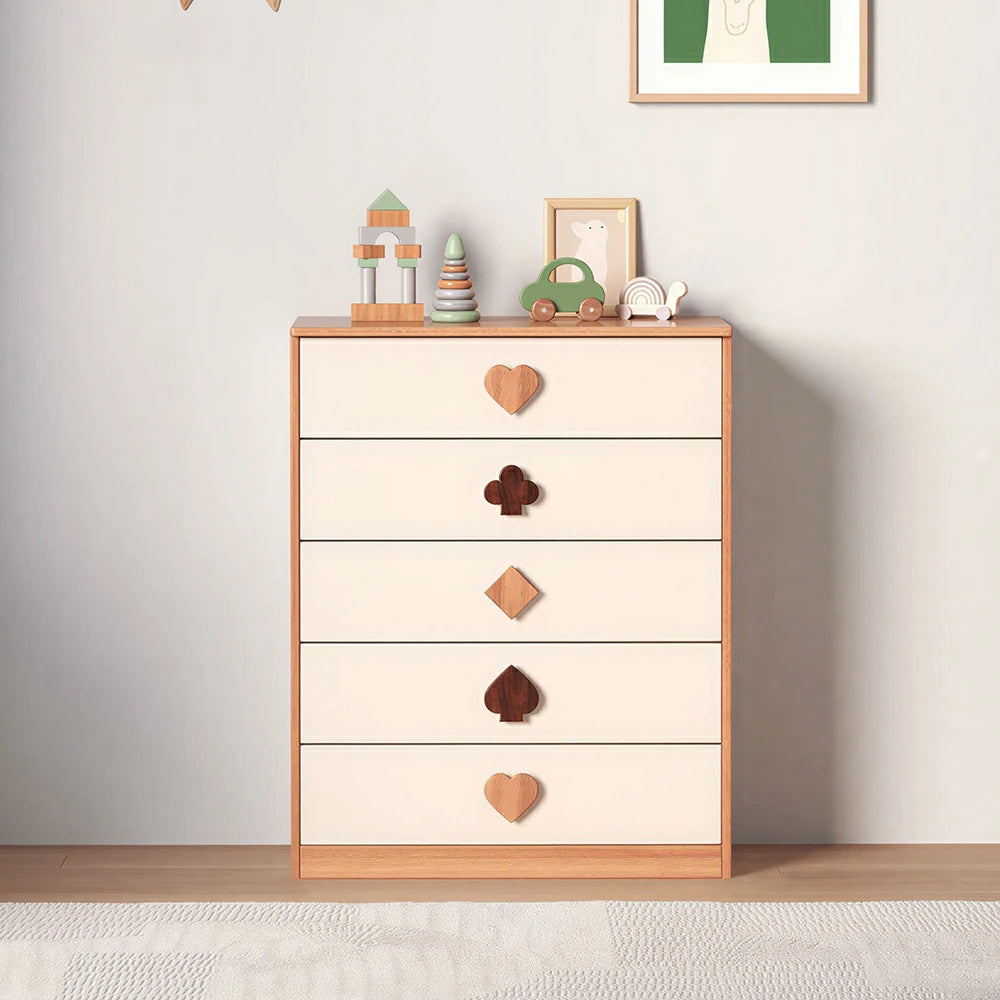 LIVARA Kids Dresser Cream Style Eco-Friendly Rounded Silent Rails 5-Drawer Cabinet for Kids Room Bedroom Living Room Reading Corner