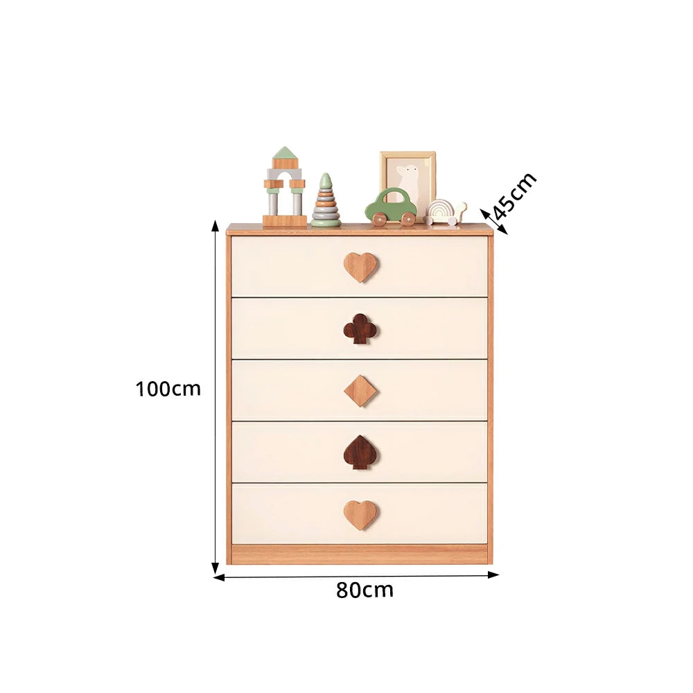 LIVARA Kids Dresser Cream Style Eco-Friendly Rounded Silent Rails 5-Drawer Cabinet for Kids Room Bedroom Living Room Reading Corner