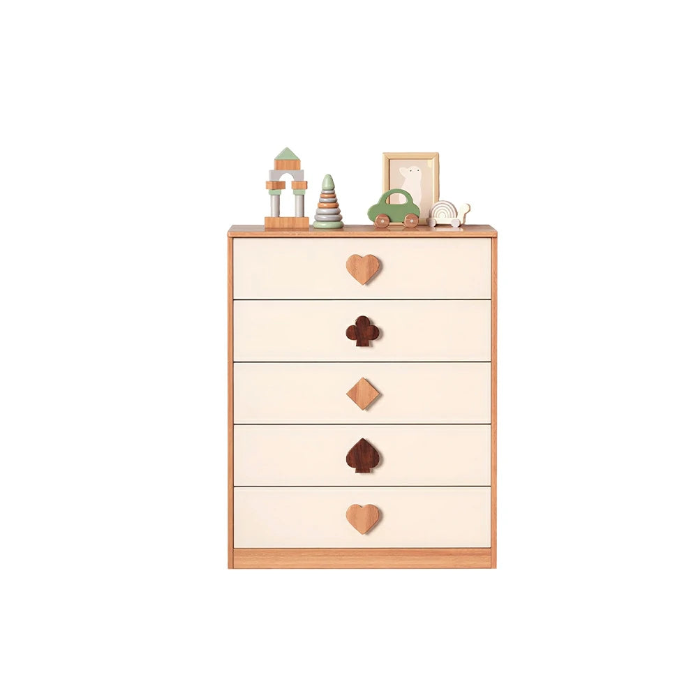 LIVARA Kids Dresser Cream Style Eco-Friendly Rounded Silent Rails 5-Drawer Cabinet for Kids Room Bedroom Living Room Reading Corner
