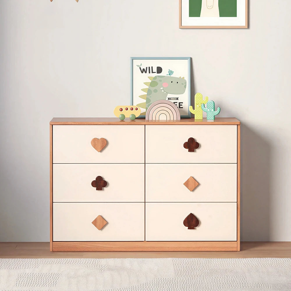 LIVARA Kids Dresser Cream Style Eco-Friendly Rounded Silent Rails 6-Drawer Cabinet for Kids Room Bedroom Living Room Reading Corner