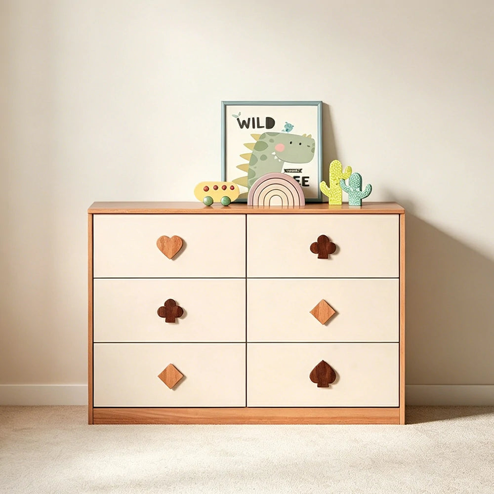 LIVARA Kids Dresser Cream Style Eco-Friendly Rounded Silent Rails 6-Drawer Cabinet for Kids Room Bedroom Living Room Reading Corner