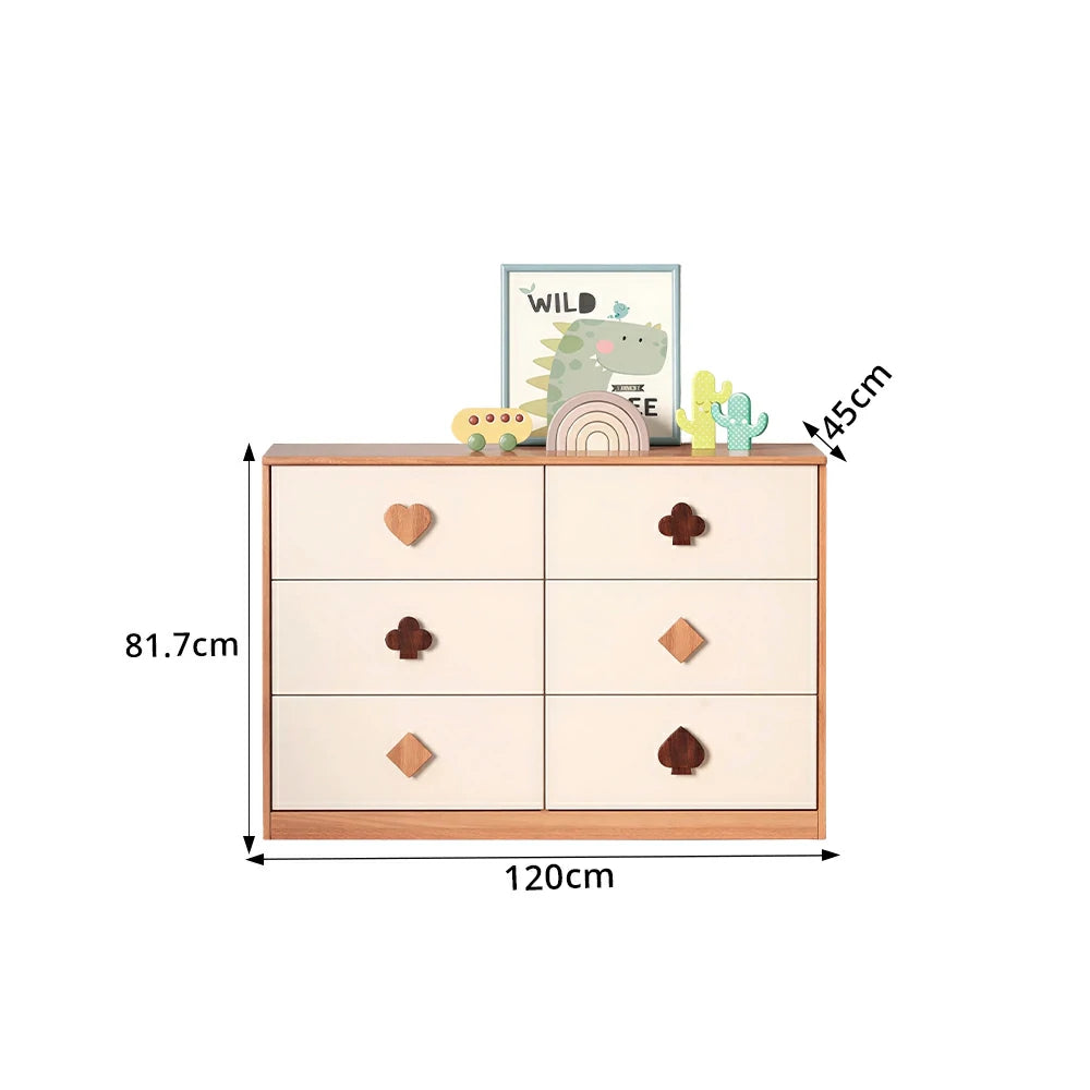 LIVARA Kids Dresser Cream Style Eco-Friendly Rounded Silent Rails 6-Drawer Cabinet for Kids Room Bedroom Living Room Reading Corner