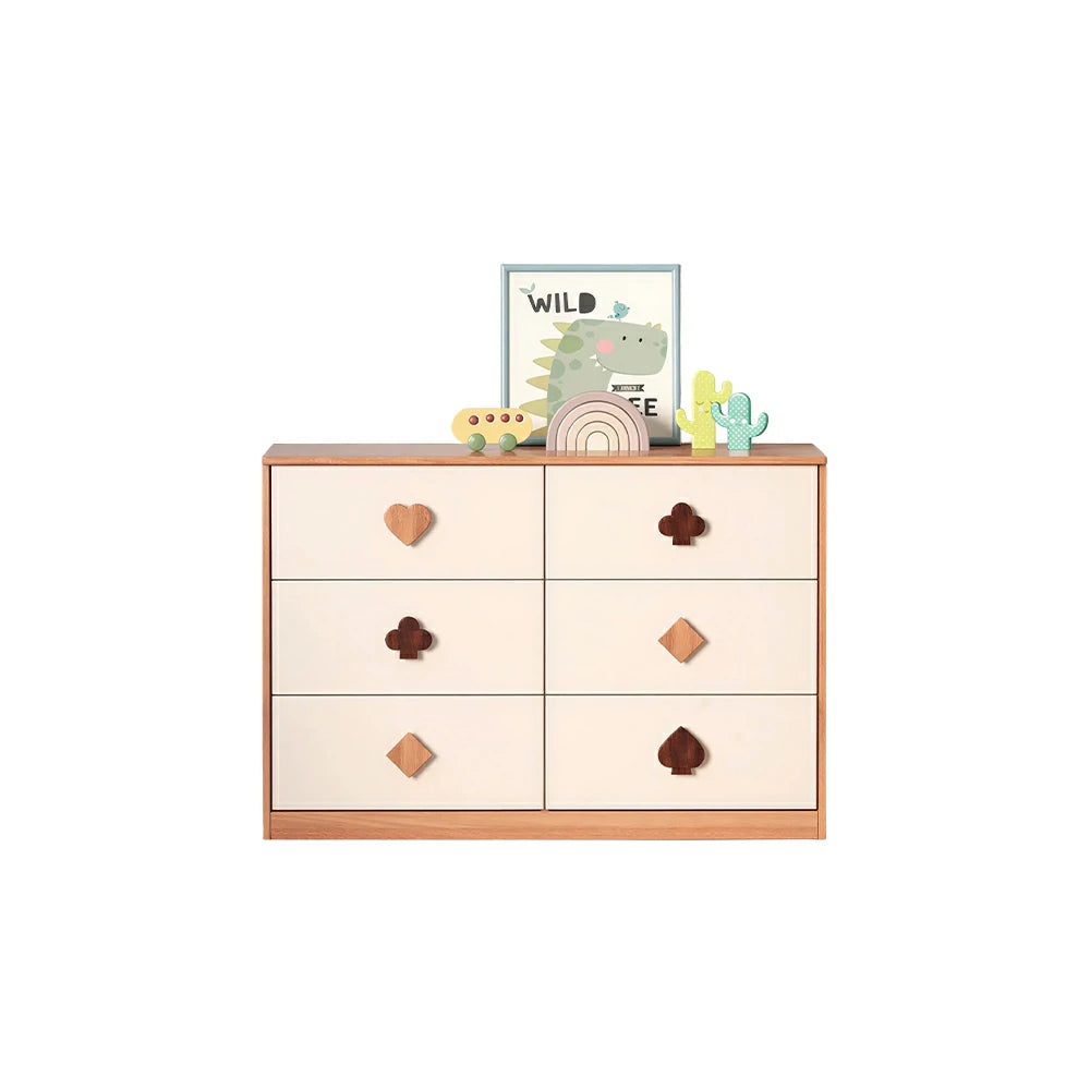 LIVARA Kids Dresser Cream Style Eco-Friendly Rounded Silent Rails 6-Drawer Cabinet for Kids Room Bedroom Living Room Reading Corner