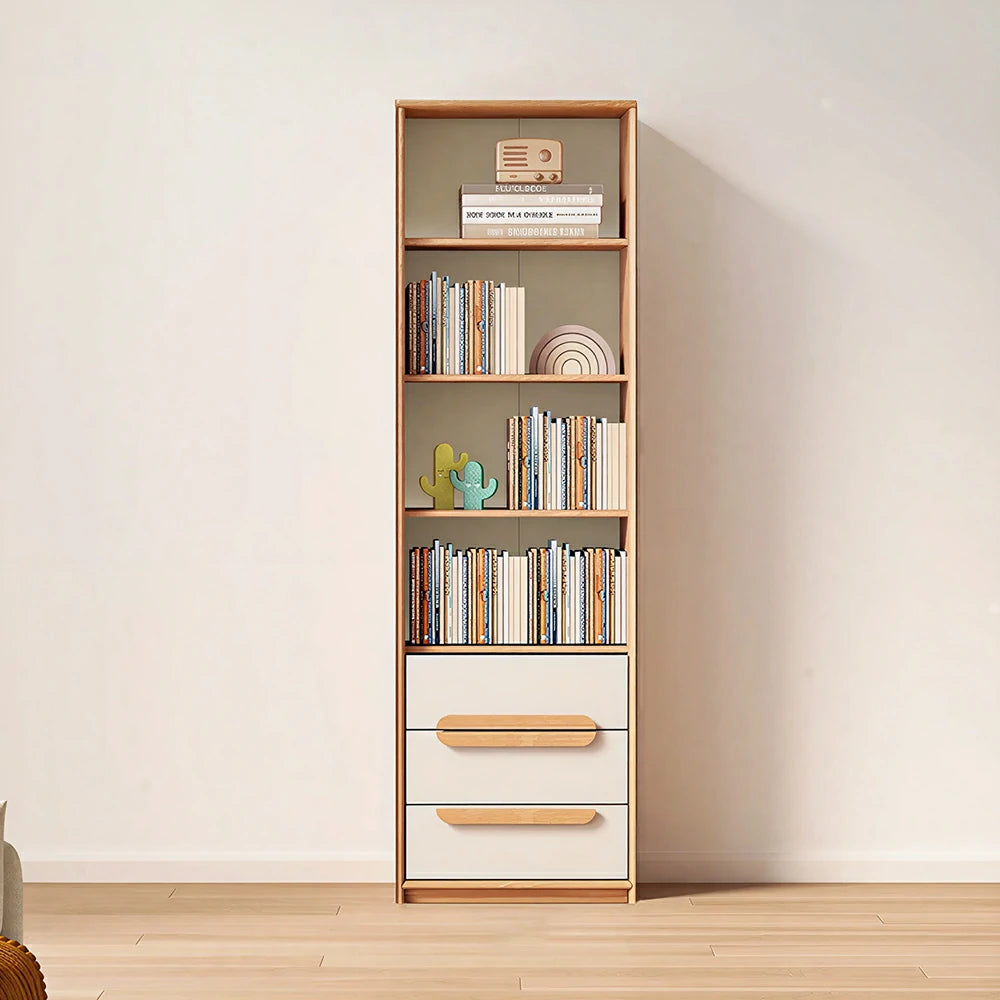 LIVARA Kids Open Bookcase Eco Waterborne Finish Anti-Tip Adjustable Shelves Three Drawers for Kids Room Reading Corner Study Area