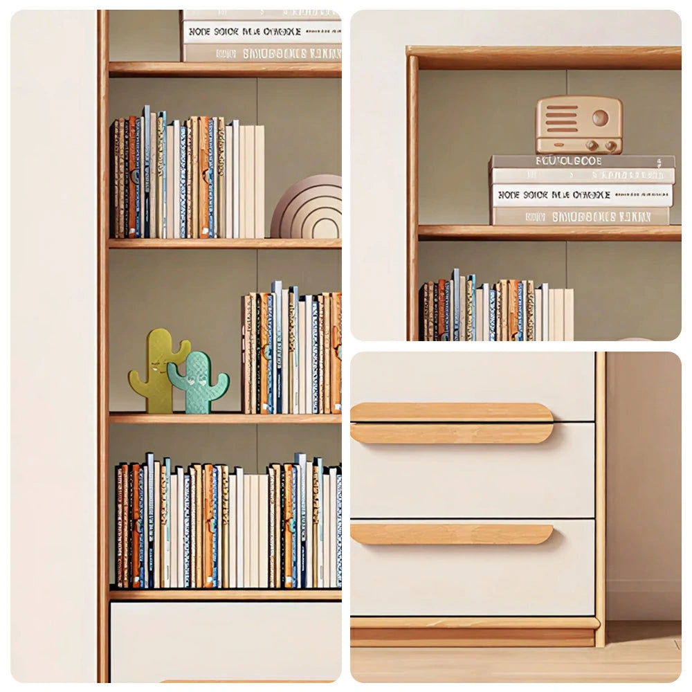 LIVARA Kids Open Bookcase Eco Waterborne Finish Anti-Tip Adjustable Shelves Three Drawers for Kids Room Reading Corner Study Area
