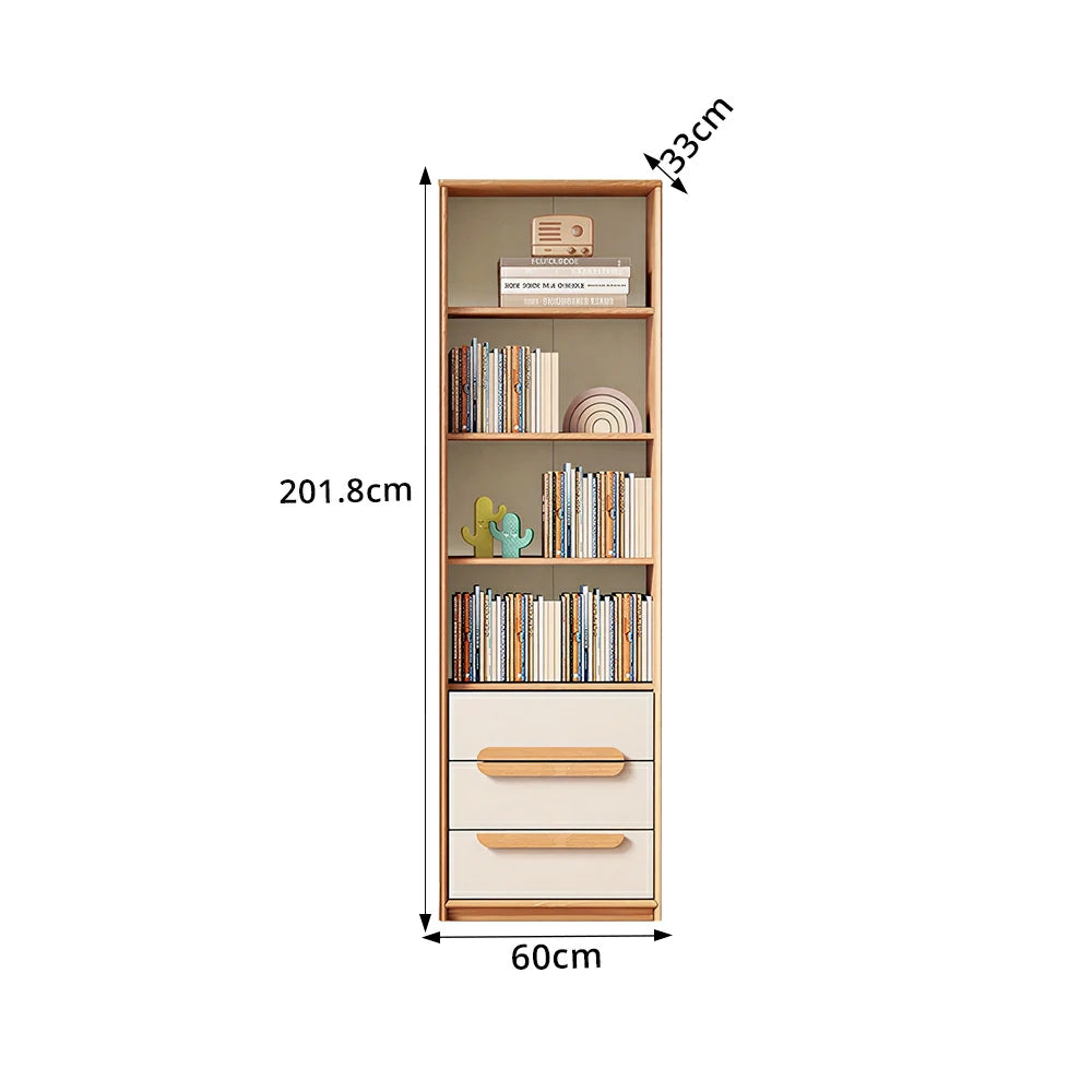 LIVARA Kids Open Bookcase Eco Waterborne Finish Anti-Tip Adjustable Shelves Three Drawers for Kids Room Reading Corner Study Area