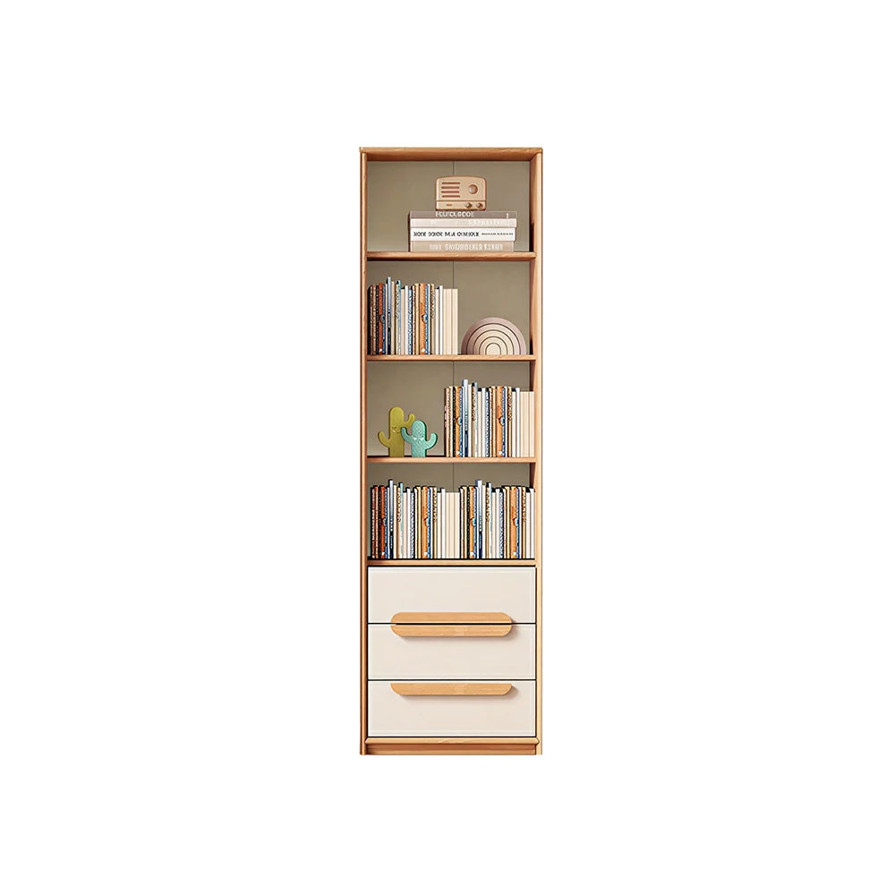 LIVARA Kids Open Bookcase Eco Waterborne Finish Anti-Tip Adjustable Shelves Three Drawers for Kids Room Reading Corner Study Area