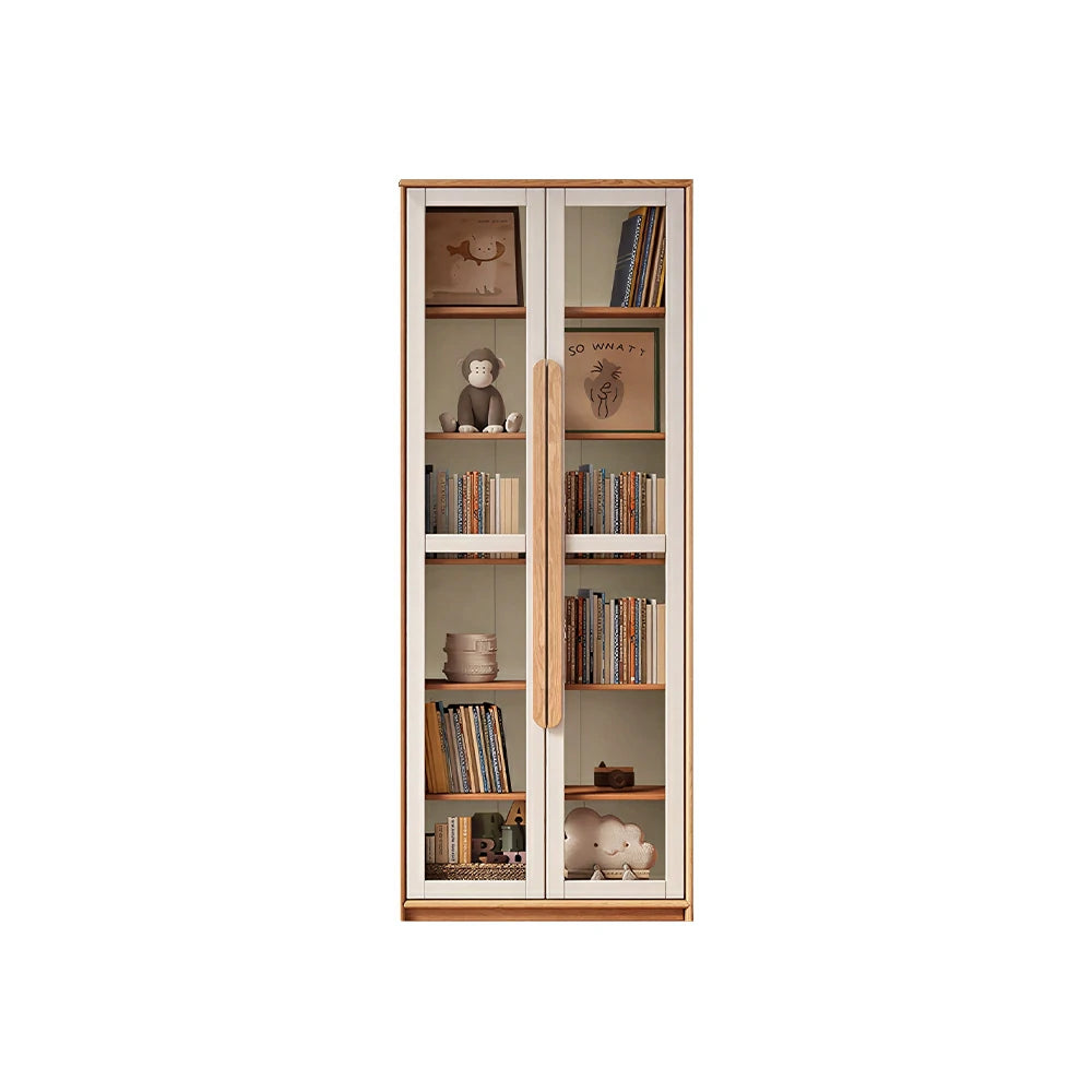 LIVARA Kids Open Bookcase Eco Waterborne Finish Anti-Tip Adjustable Shelves Double Glass Doors for Kids Room Reading Corner Study Area
